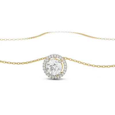 Halo Round Lab Grown Diamond Solitaire Necklace